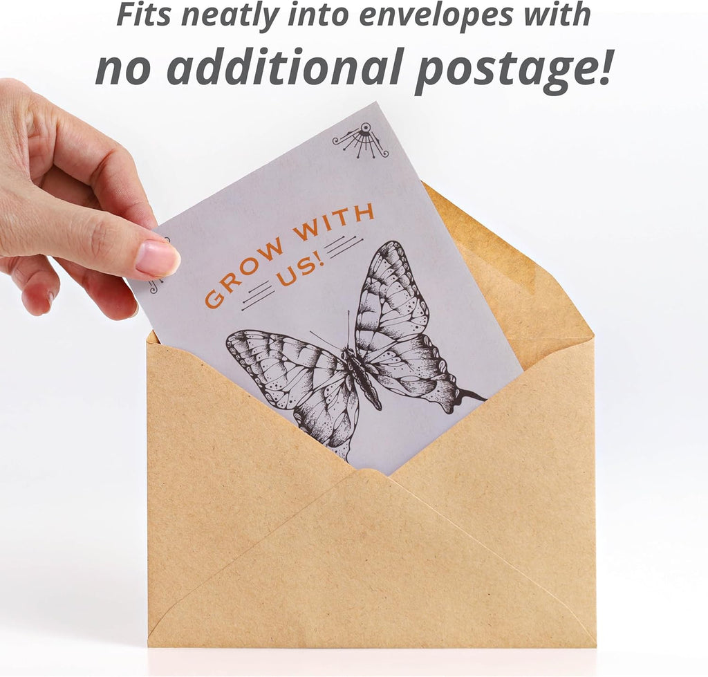 Bentley Seeds Grow with Us Pre Filled Butterfly Mix Seed Packets - 25 Individual Assortment Butterfly Mix Seed Packs for Party Favors Non-GMO Eco-Friendly Summer to Fall Gift - Outdoor Garden Seeds