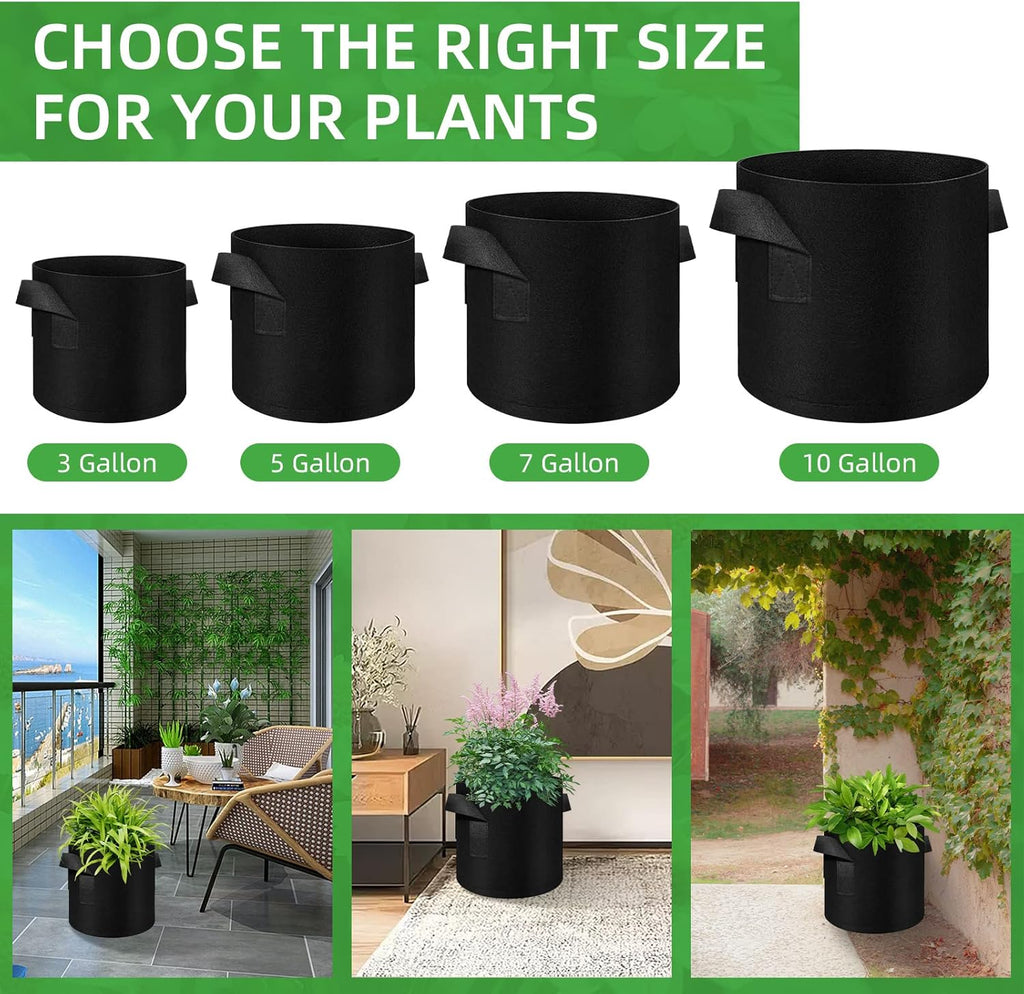 200-Pack 10 Gallon Fabric Grow Bags, Heavy Duty Thickened Nonwoven Plant Grow Bags Aeration Fabric Pots with Handles for Plants