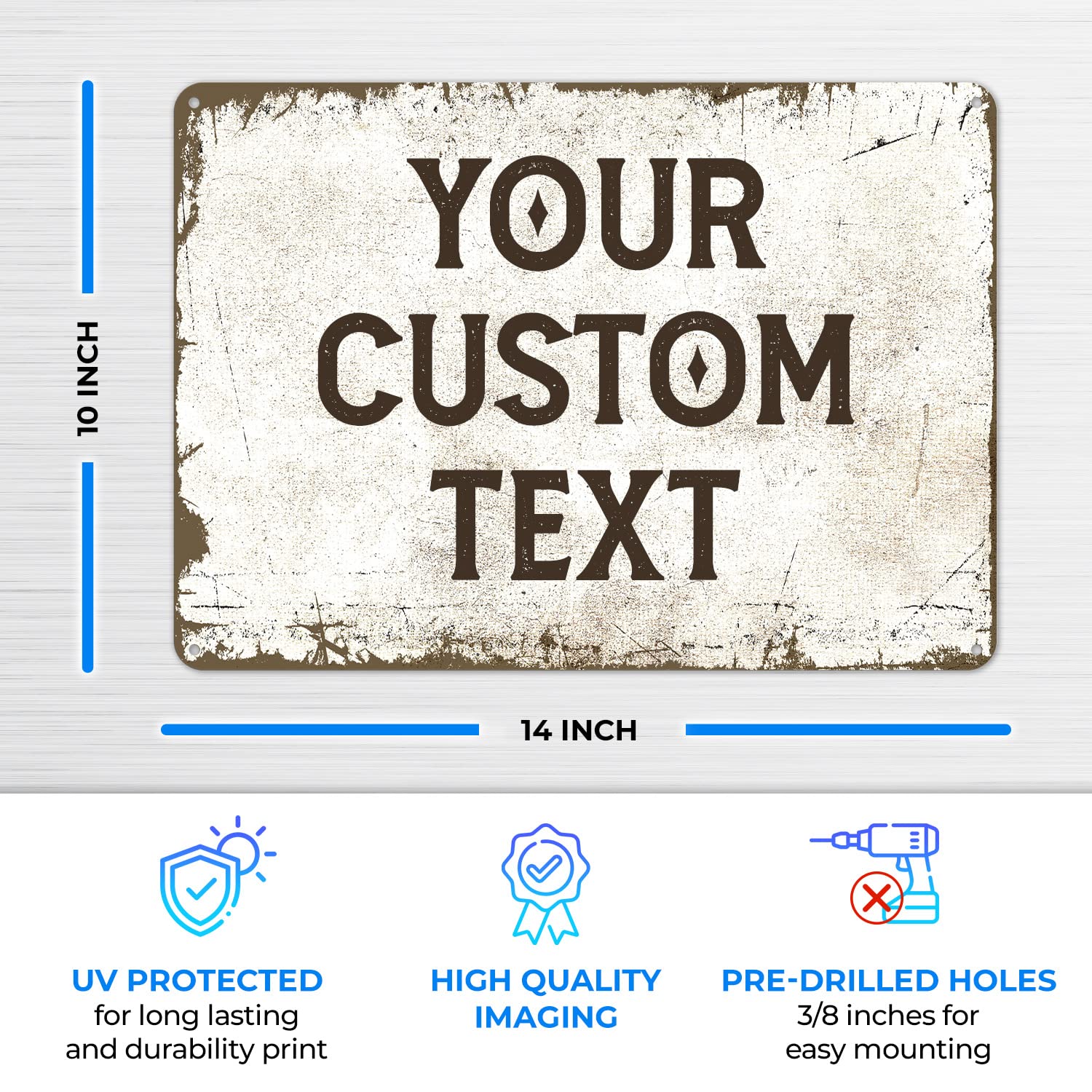 Rustic Custom Sign, Personalized Metal Signs, Gifts for Him Men Dad, Man Cave, Indoor and Outdoor Use 14x10 Inches, ACM, Fade Resistant, Made in The USA