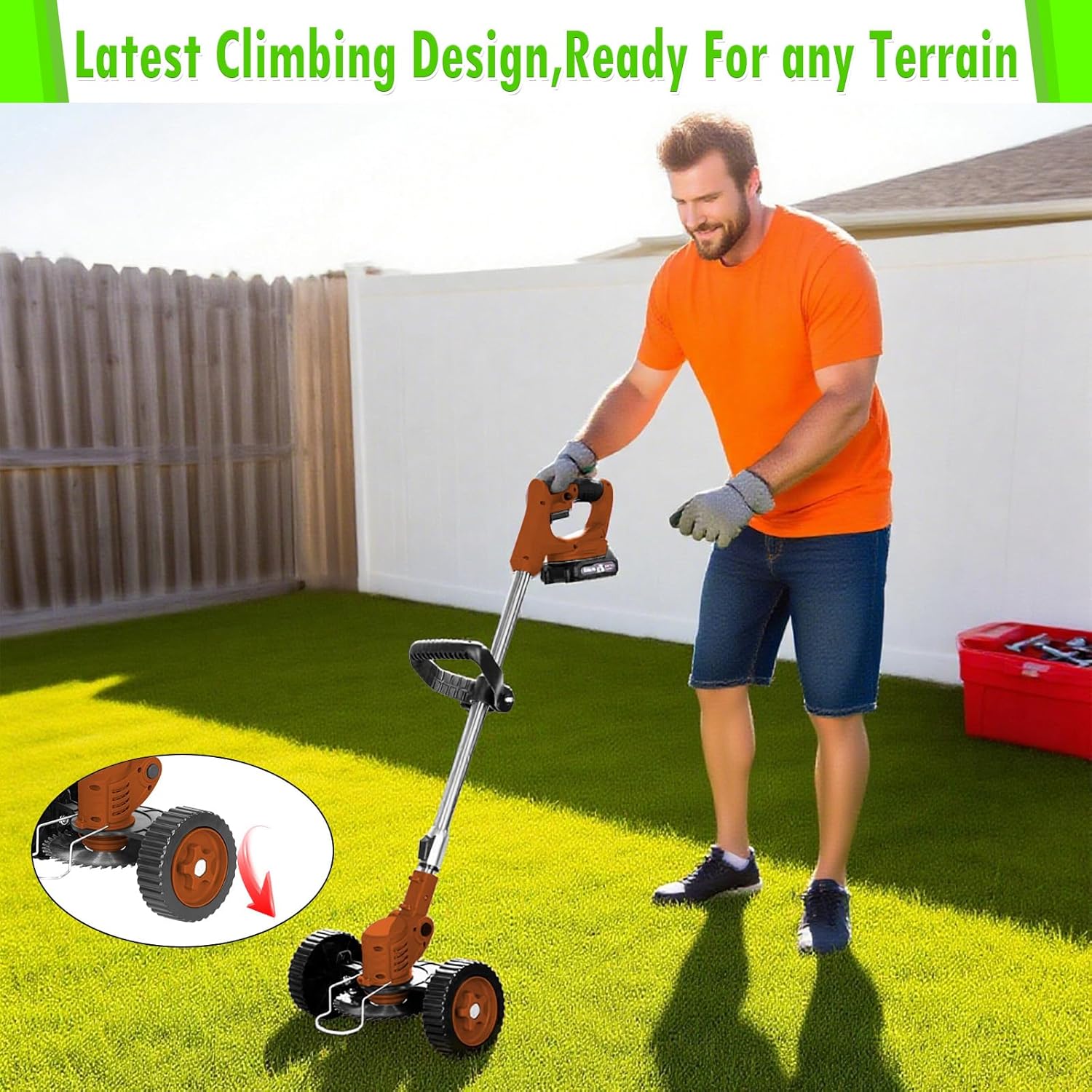 Weed Wacker Cordless Adjustable Weed Eaters 3 in 1 Electric String Trimmer Lawn with Two Battery with Charger Comes with Multiple Blades for Yard,Green,Garden(Coffee)