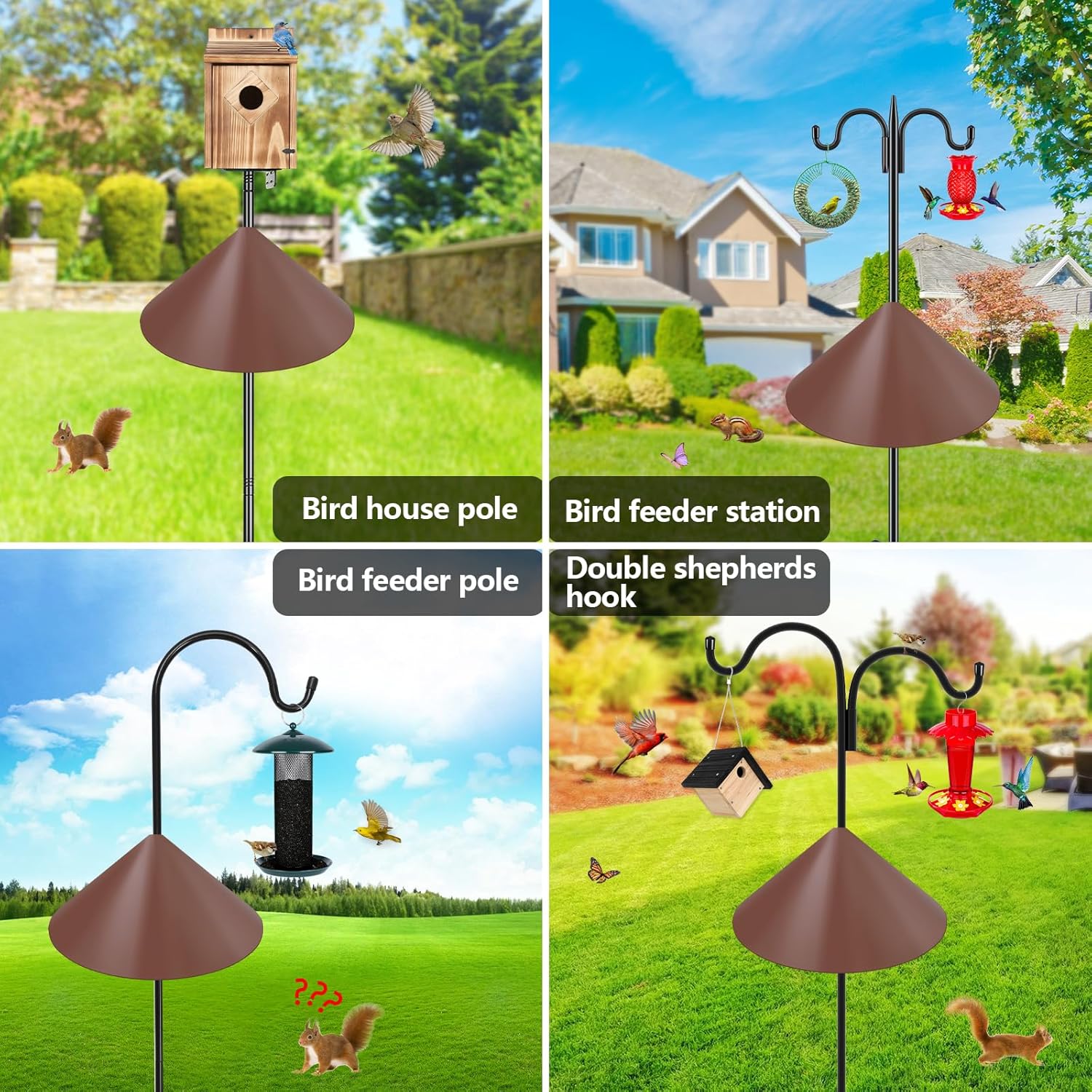Gtongoko 19 Inch Squirrel Baffle for Bird Feeder Pole Squirrel Guards for Shepherds Hook Stopper for Bird Feeders Brown 1 Pack