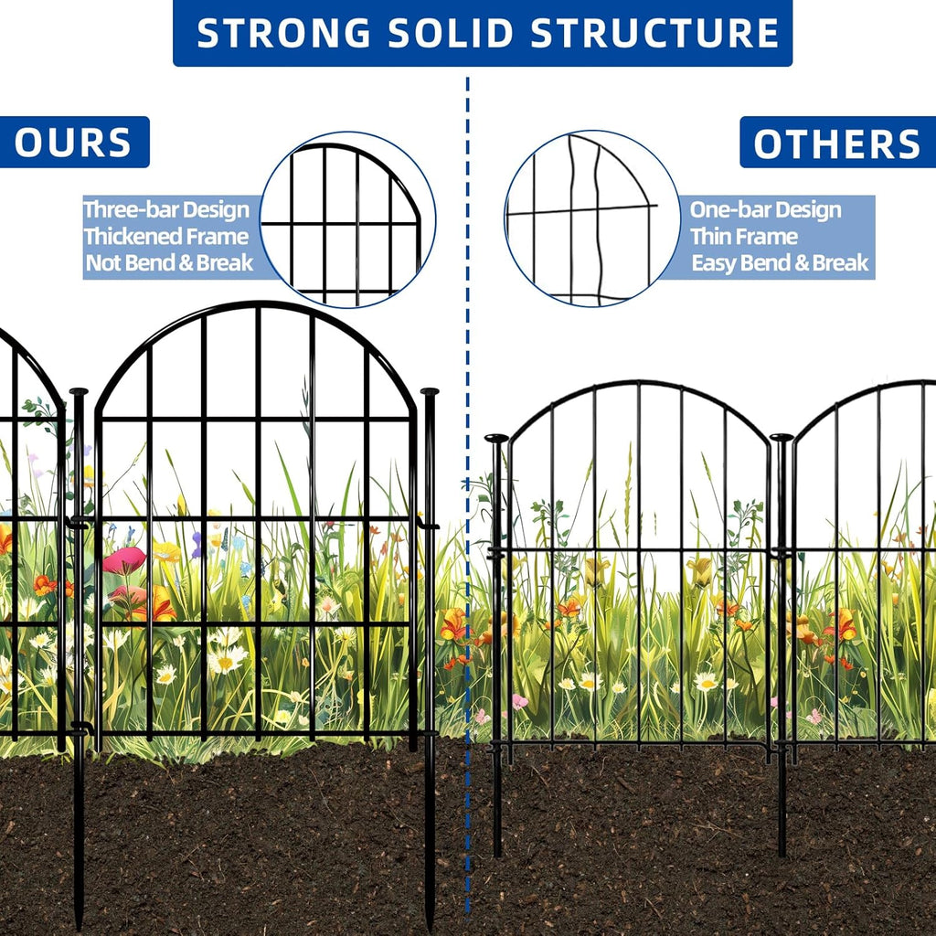 32 Pack Decorative Garden Fence, 17in X 34.6ft Arched No Dig Fence Border, Garden Edging Border, Rustproof Metal Animal Barrier with Ground Stake for Dog, Rabbit, Outdoor Yard Patio Decor