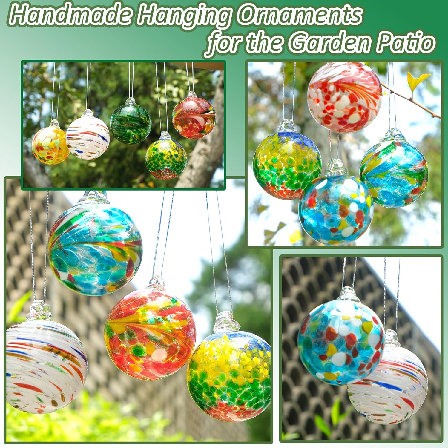 Christmas & Halloween Glass Ball Ornaments (Set of 12), 2.4" Crystal Hand Blown Decor, 2025 Holiday Hanging Baubles Witch Balls for Xmas Tree, Wreath, Garland, Home Decor