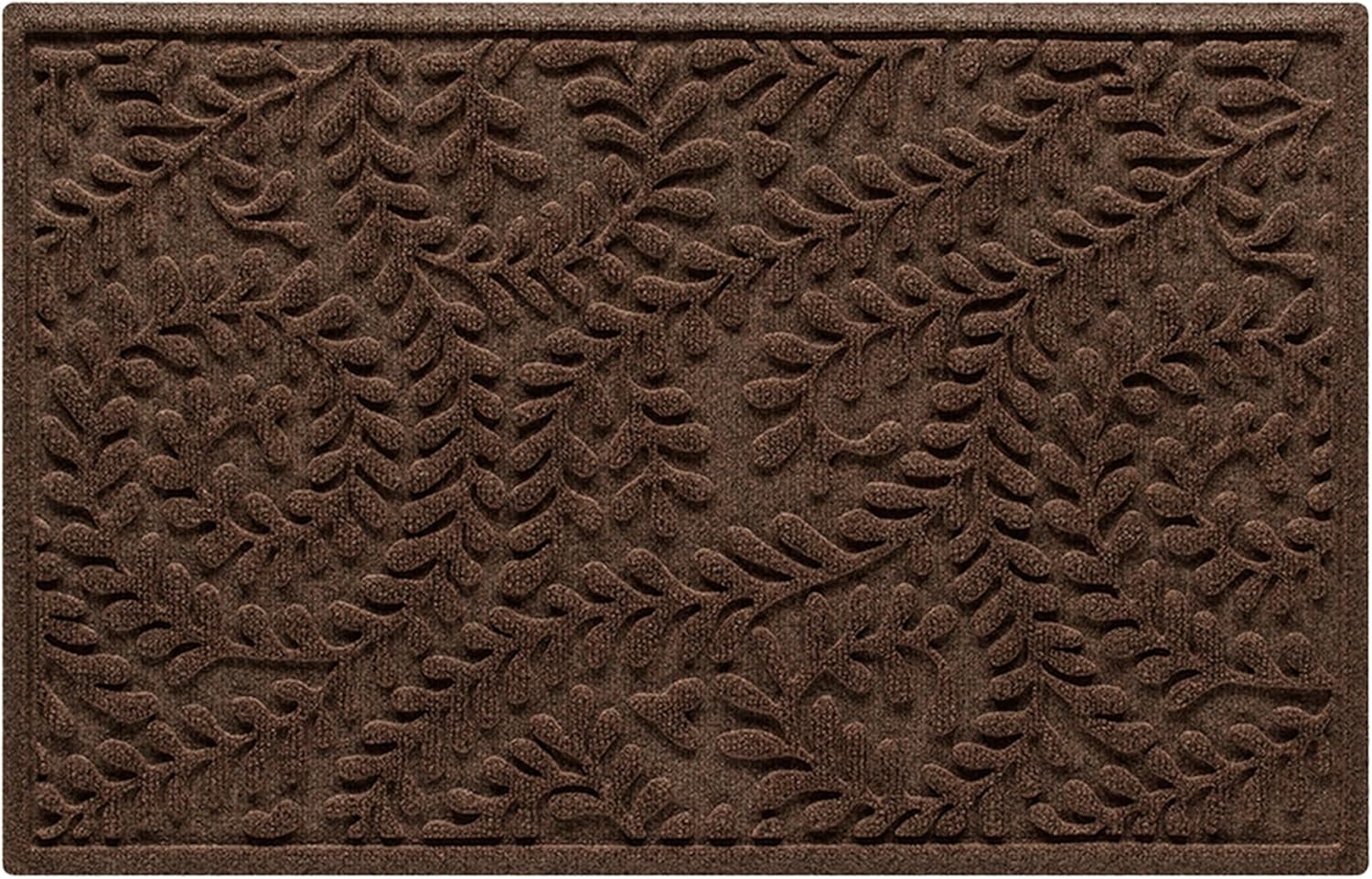 WaterHog Indoor/Outdoor Door Mat, 2' x 3', Made in USA, Durable & Skid-Resistant Front Door Rug, Decorative, Water-Trapping & Heavy-Duty Entryway Mat for Your Home, Boxwood Collection, Dark Brown
