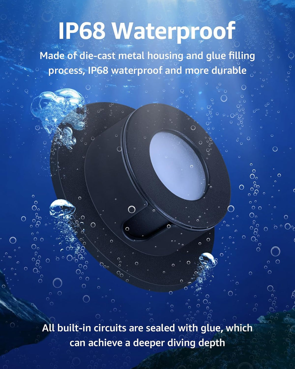 SUNVIE 3W Pond Lights LED Underwater 3000K Warm White IP68 Waterproof Underwater Pond Lights 12-24V AC/DC Low Voltage Fountain Light LED Underwater for Outdoor Ponds Fountains Waterfalls, 4 Pack