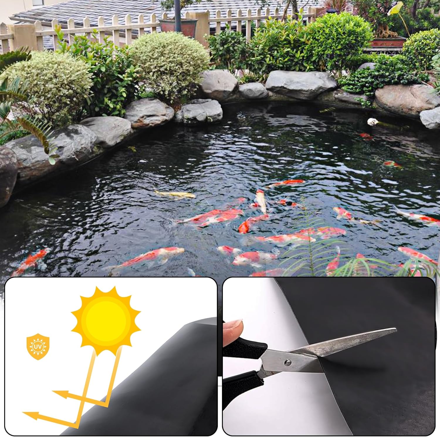 20 x 25 FT Pond Liner, 20 Mil Fish Pond HDPE Liner, Pond Liners for Outdoor Ponds, Koi Ponds, Garden Fountain, Waterfall