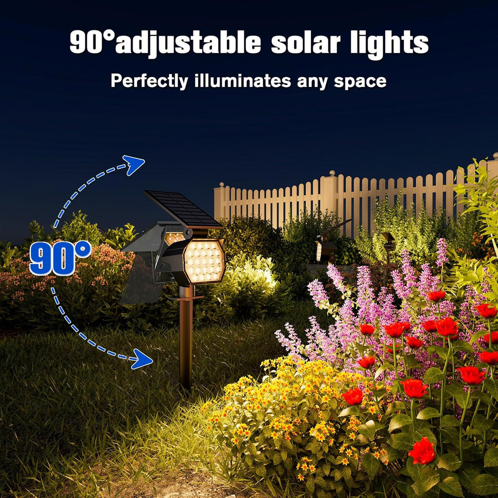 APONUO Solar Spotlights 6 Pack Uplights IP67, 23 LED, 3 Modes - Landscape, Tree, Outdoor Lights for Yard, Garden, House, Garage, Pathway (Warm White)