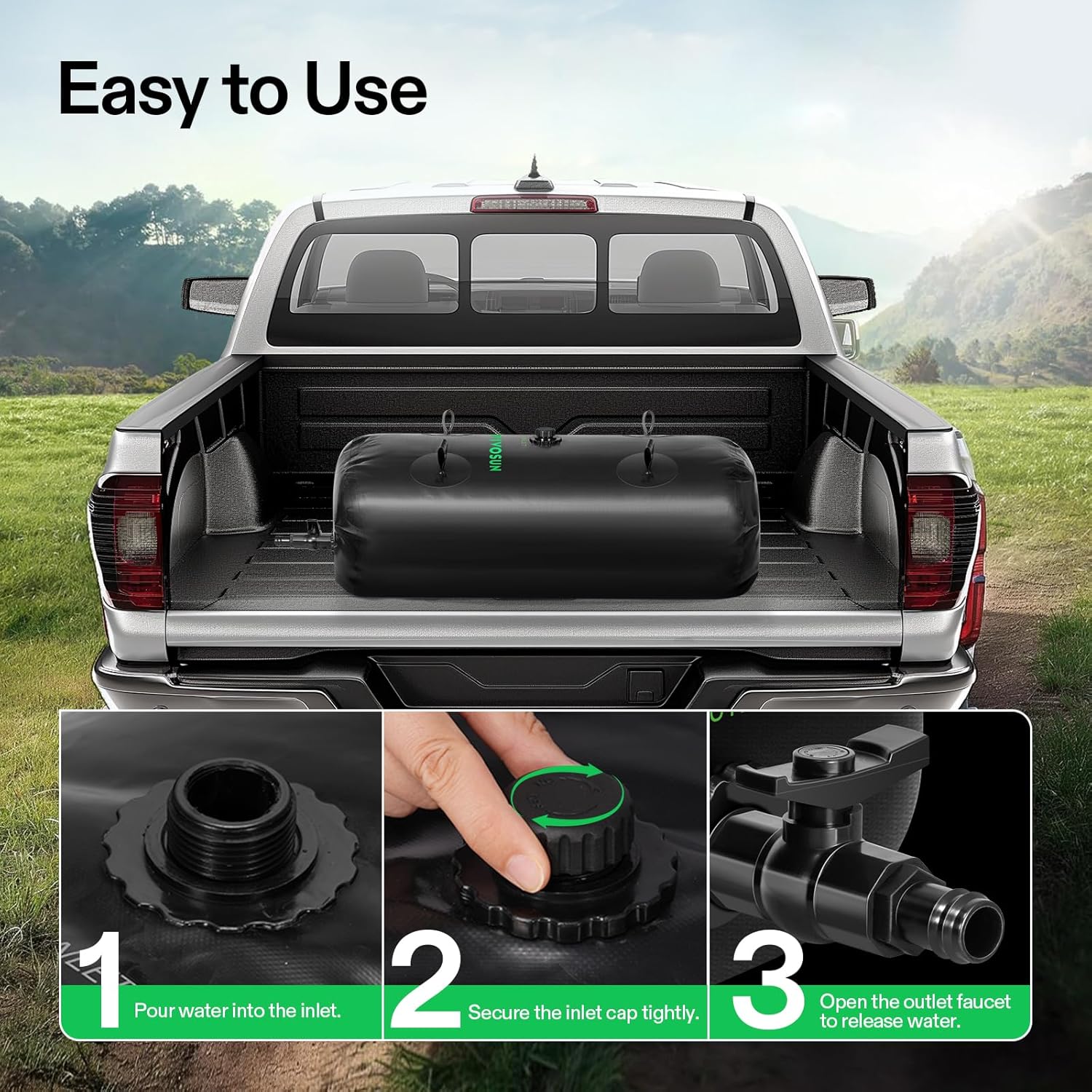 VIVOSUN 400 L/106 Gal Water Bladder, Foldable and Portable Water Storage Bag for RV, Camping, Garden Watering, Agricultural Irrigation, Drought Resistance, Firefighting