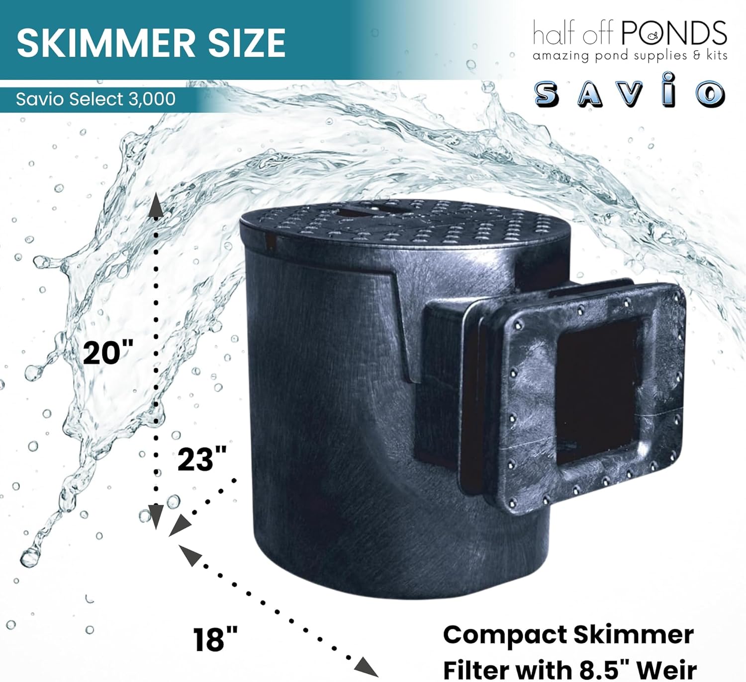 HALF OFF PONDS Savio Select 3,000 GPH Submersible Pump Pond Kit with 15' x 25' EPDM Rubber Pond Liner, UV Clarifier for Water Garden & Koi Pond