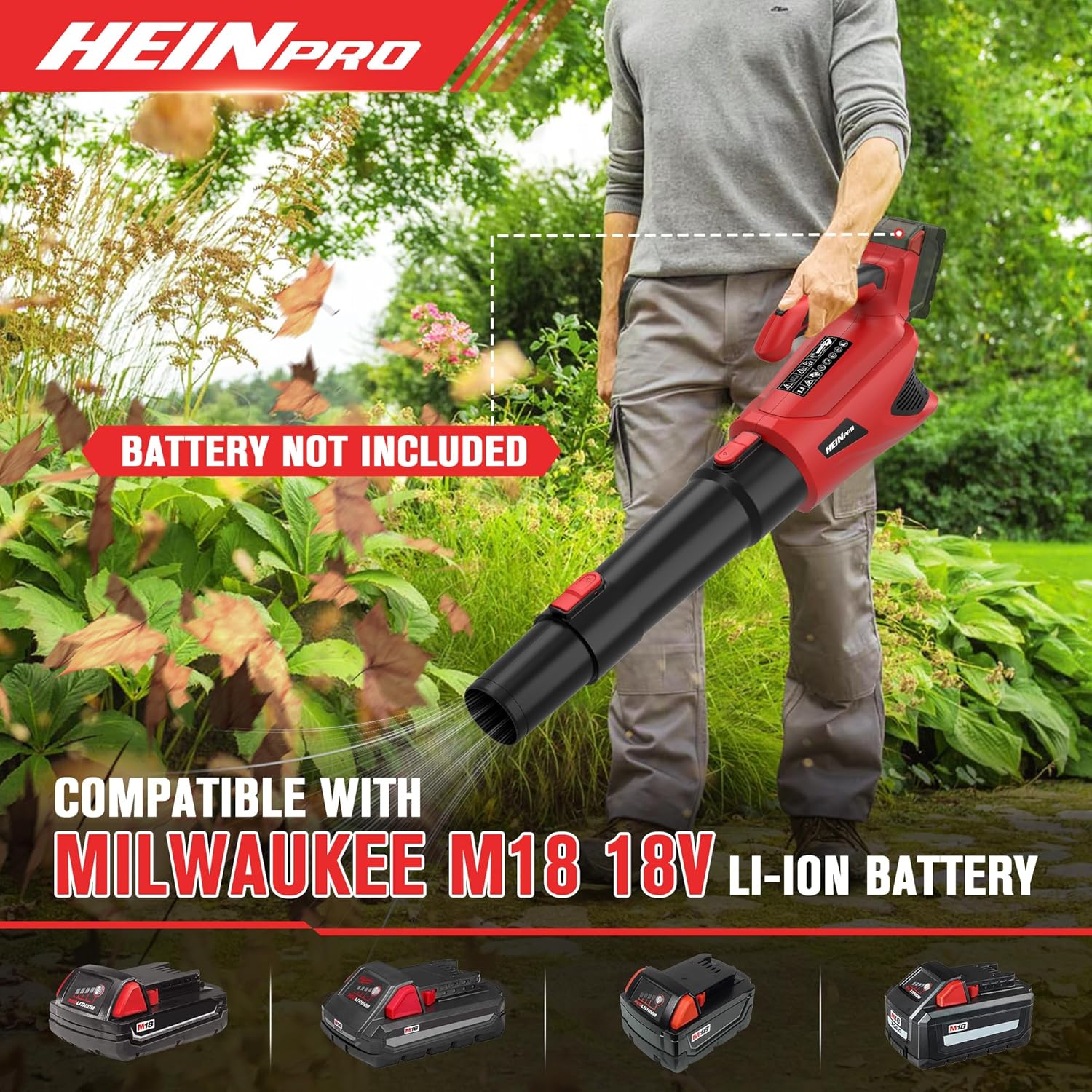 Cordless Leaf Blower Up to 500CFM Compatible with Milwaukee M18 Battery (Tool Only), Electric Leaf Blower Cordless with 5 Speed Modes, Battery Powered Leaf Blowers for Lawn Care, Yard
