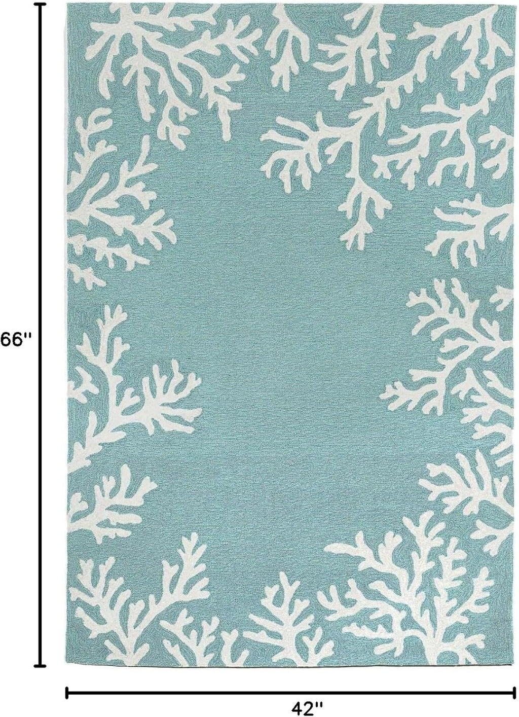 Liora Manne Capri Coastal Coral Border Aqua Indoor/Outdoor Rug, 3'6" x 5'6'