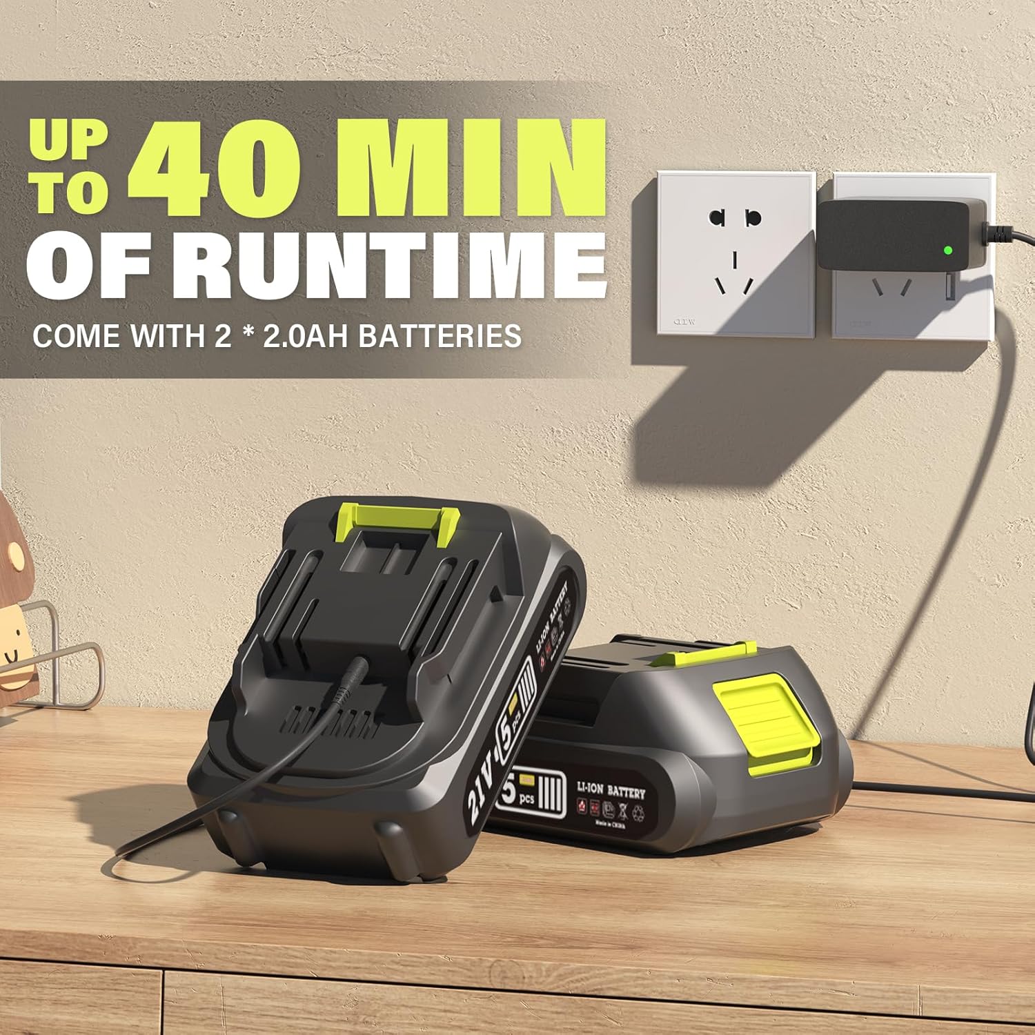 SOYUS Leaf Blower, 20V Leaf Blower Cordless with 2x2.0Ah Battery and Charger, 150 MPH Electric Leaf Blowers with Two-Speed Mode, Blowers for Lawn Care, Debris Dust Cleaning(Green)