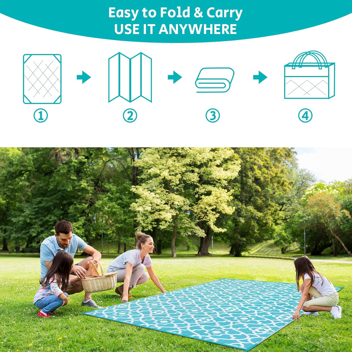 HEBE Outdoor Rug Waterproof 8x10, Plastic Straw Rug Camping Rug, Reversible Outdoor Patio Rugs RV Mat Clearance, Indoor Outside Floor Carpet for Porch,Deck,Camper,Balcony,Backyard
