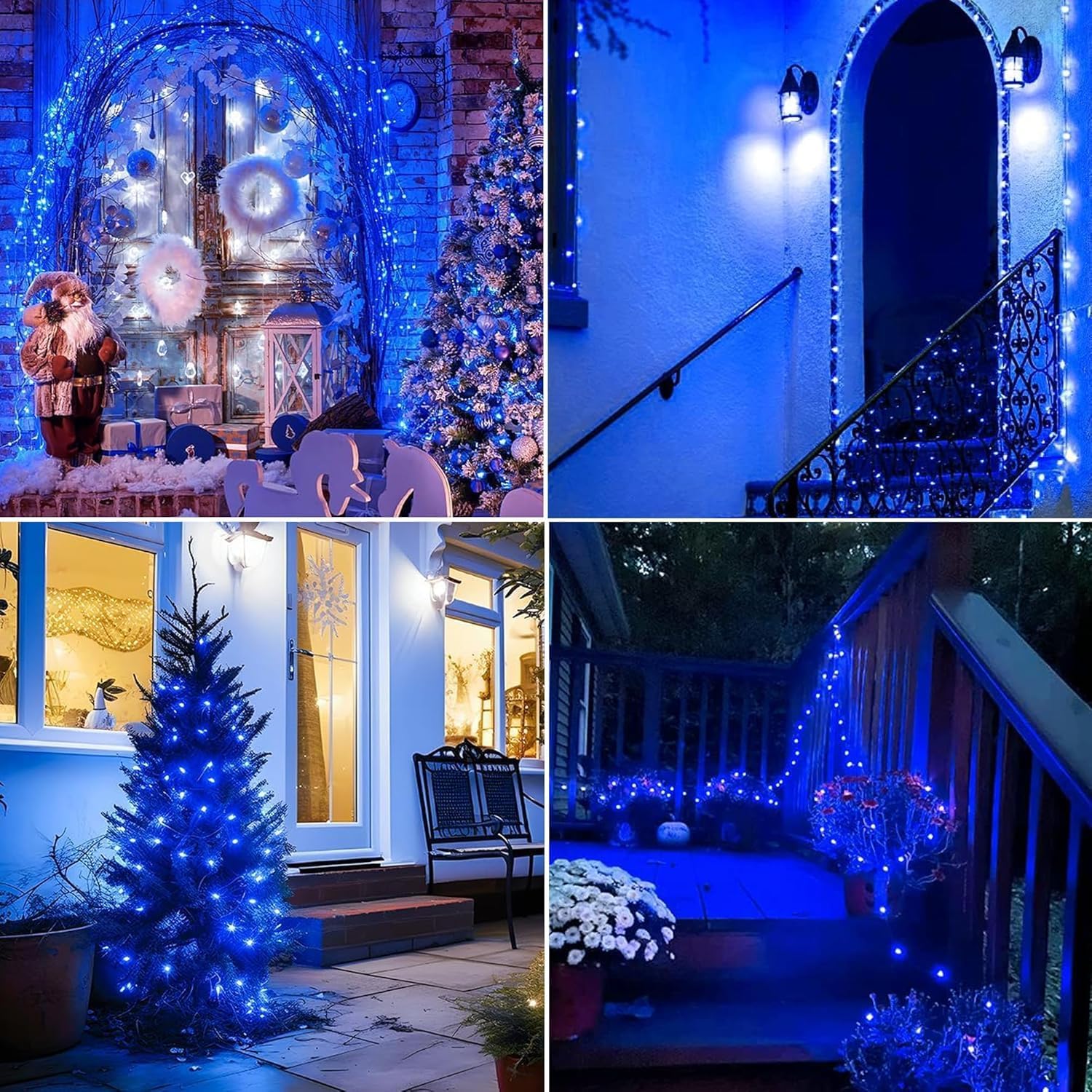 Lomotech Solar String Lights Outdoor - 2 Pack Total 66ft 200LED Solar Fairy Lights Waterproof 8 Modes Twinkle Lights for Outdoor, Patio, Garden, Yard, Party, Wedding, Tree Decoration (Blue)