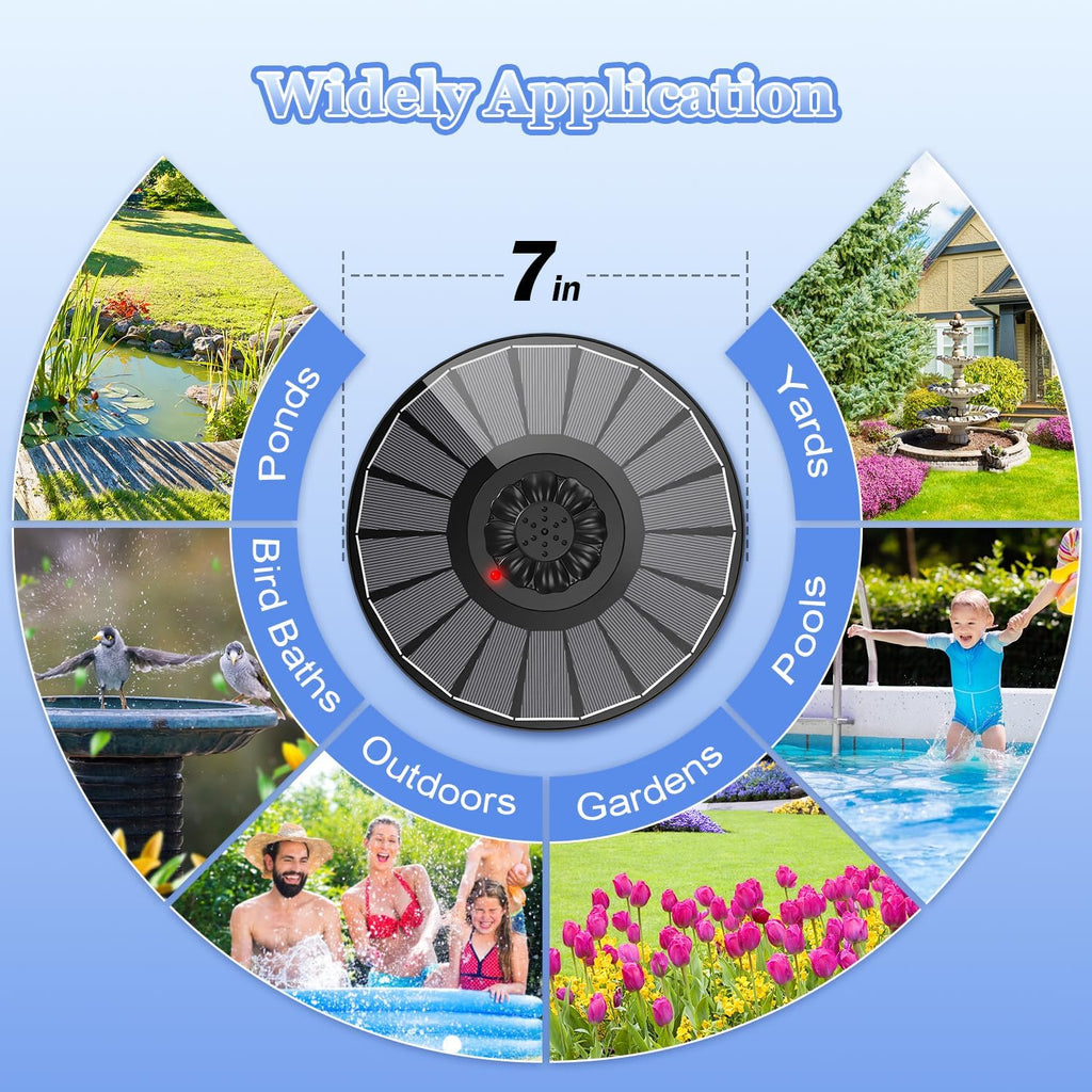 Solar Fountain with Innovative Battery Indicator & 2000mAh, 3.5W 2025 Glass Solar Water Fountain Pump Works in Cloudy Day for Bird Baths, Gardens, Ponds, Pools, Indoors, Outdoors & Flower Pots