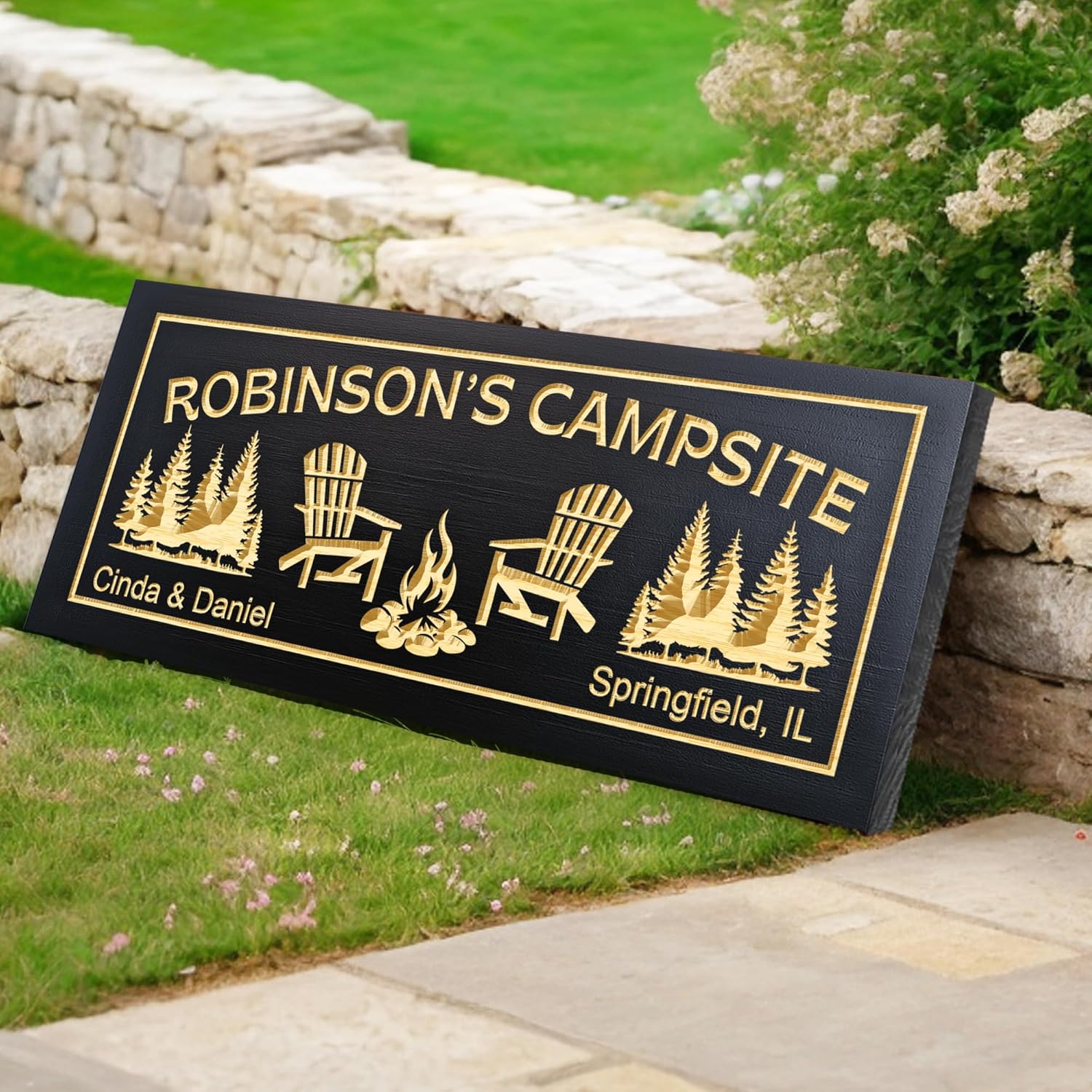 Personalized Wooden Rustic Sign for Campsite - Personalized Family Camping Sign, Outdoor Name Decor, Custom Cabin or RV Family Plaque