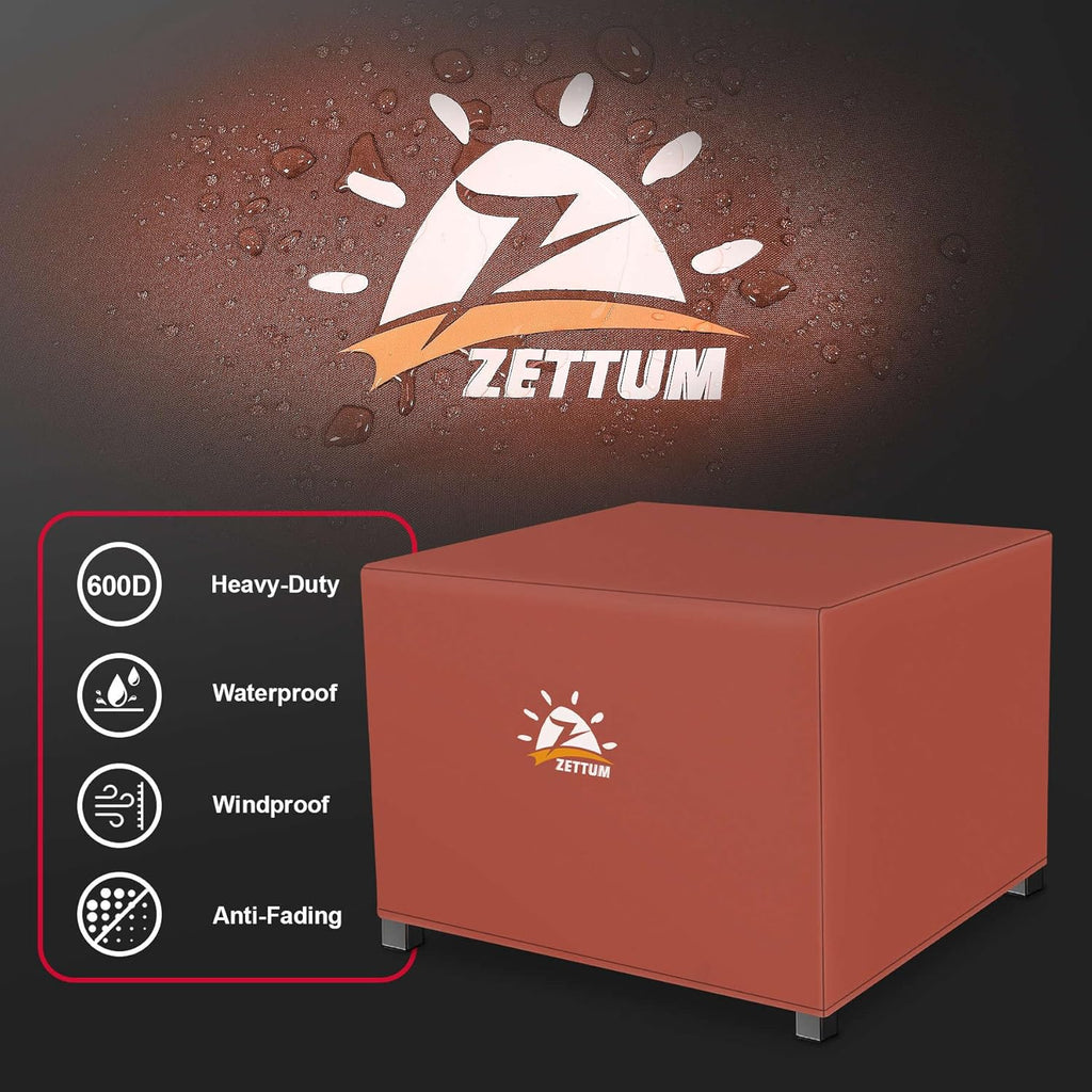 Fire Pit Cover Square 32 Inch - Outdoor Firepit Cover Heavy Duty & Waterproof, 600D Patio Fire Table Covers Gas Fire Pit Accessories Fit 32" Yaheetech Firepit Brown - 32 x 32 x 16 Inch