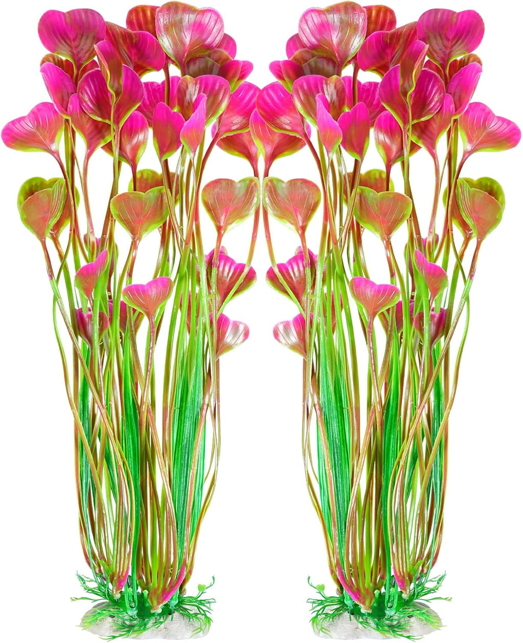 AQUANEAT Artificial Fish Tank Plants, Plastic Aquarium Accessories Large, 15.5 inch Red Decorations, 2pcs