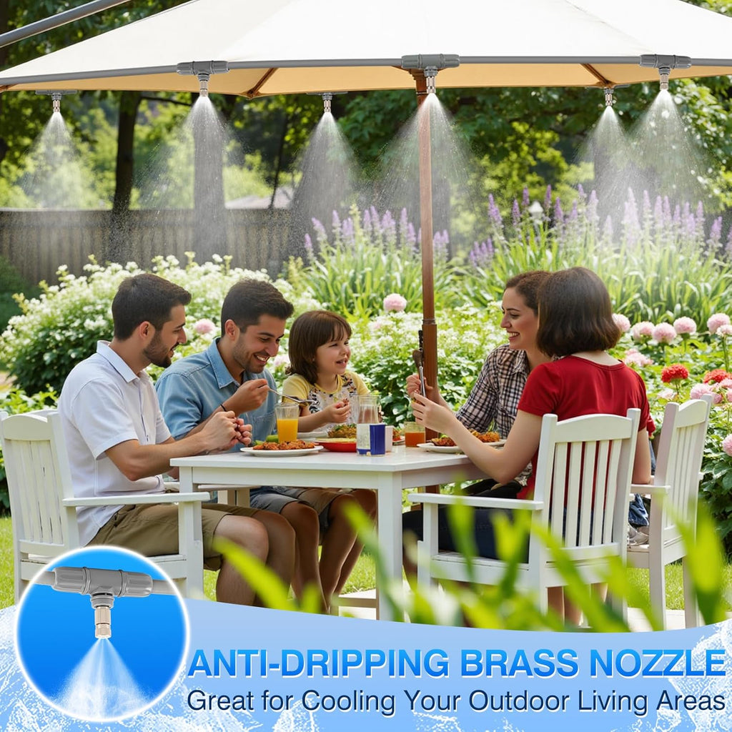 45 Pcs GILBEST Misting Cooling System, Outdoor Misting System for Patio, 40 FT Misting Line Plastic Adapter, Outdoor Mister System for Patio, Garden, Trampoline, Greenhouse