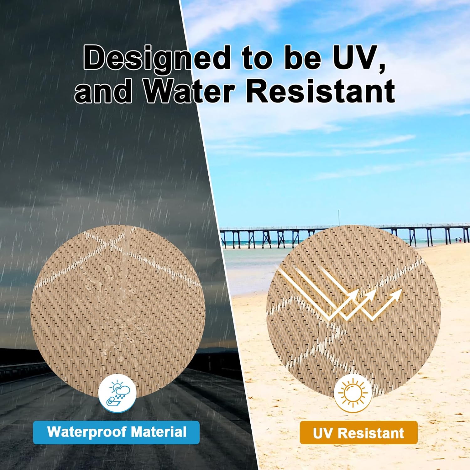 HEBE Outdoor Rug Waterproof 8x10, Reversible Plastic Straw Rug RV Camping Rug, Indoor Outdoor Patio Mat Clearance, Outside Carpet for Porch,Deck,Camper,Balcony,Backyard,Picnic