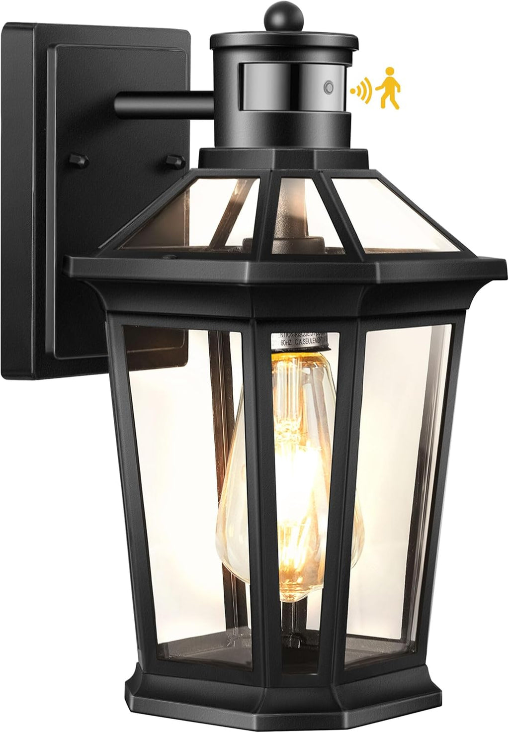 VIANIS Motion Sensor Outdoor Lighting, Outdoor Wall Lights Wall Mount with Clear Glass, Black Dusk to Dawn Garage Light Sconce, Waterproof Exterior Lights for House, Brightness Distance Adjustable