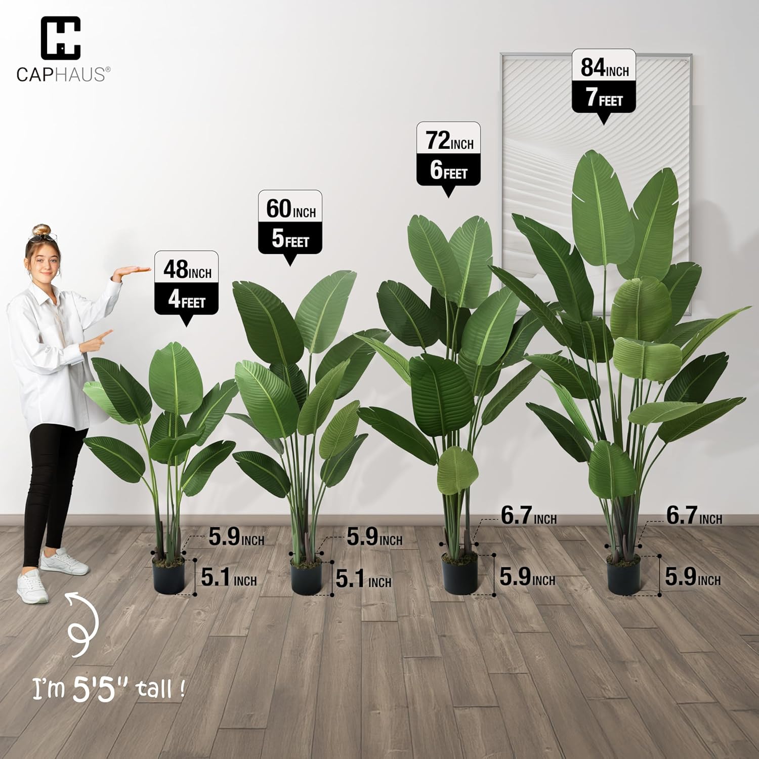 CAPHAUS 6 Feet Artificial Bird of Paradise, 72 Inch with 13 Trunks, Premium UV Resistant Lifelike Fake Plant in Pot with Dried Moss for Office, Indoor/Outdoor Use & Tropical Home Décor