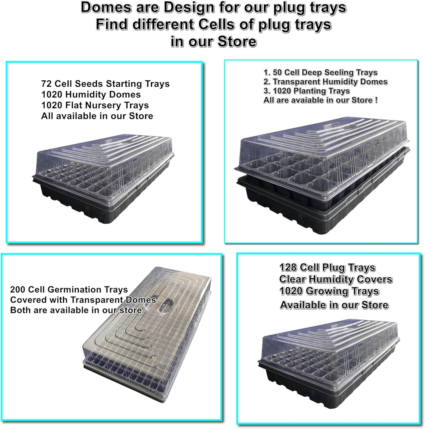 10 Pcs Humidity Dome, Plastic Clear Seed Starter Dome 1020 Tray Covers Humidifying and Insulating for Greenhouse Germination and Garden Growing (21.5"×11.5", 3.15" Height, 10-Pack)