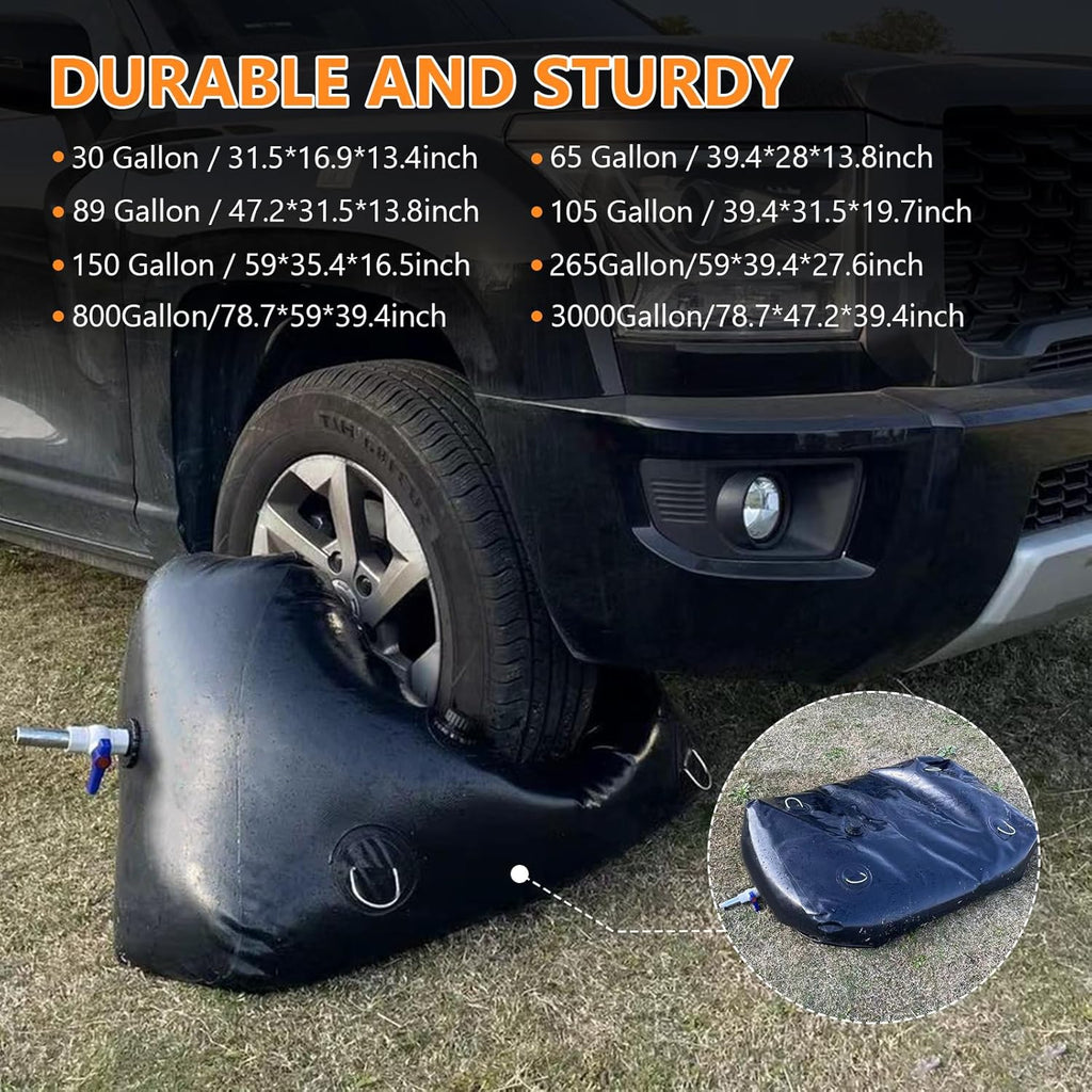 Water Storage Bladder, Water Tank, 150 Gallon Foldable Portable Water Storage, Large Water Storage Containers with 3/4" PVC Spigot Kit for Camping, Garden, Emergency Water Storage