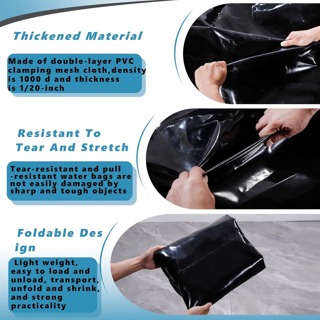 1000 L/264 Gal Water Bladder Tank, Foldable Portable Water Storage Container, Emergency Water Bag for RV, Truck Bed, Fire Prevention, Drought Resistance, Black