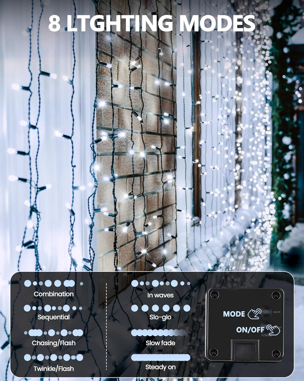 2 Pack Solar Christmas Lights Outdoor, 400 LED 144FT Extra-Long Solar String Lights Waterproof with Green Wire 8 Lighting Modes, Twinkle Light for Xmas Tree Fence Porch Garden Party Decor, Cool White