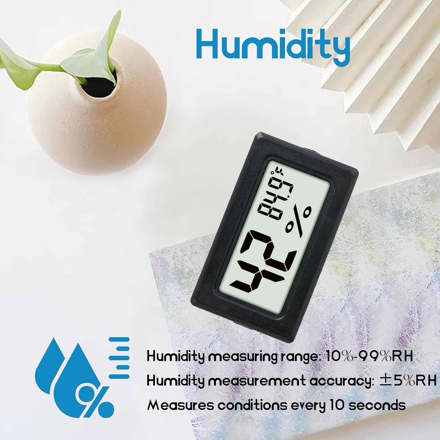 Mini Hygrometer Indoor Humidity Meter Hygrometer Thermometers 6 Pack Humidity Meters Gauge Hygrometer Mini Digital Thermometer Hygrometer with Fahrenheit (℉) for Humidors, Greenhouse, Garden, Cellar