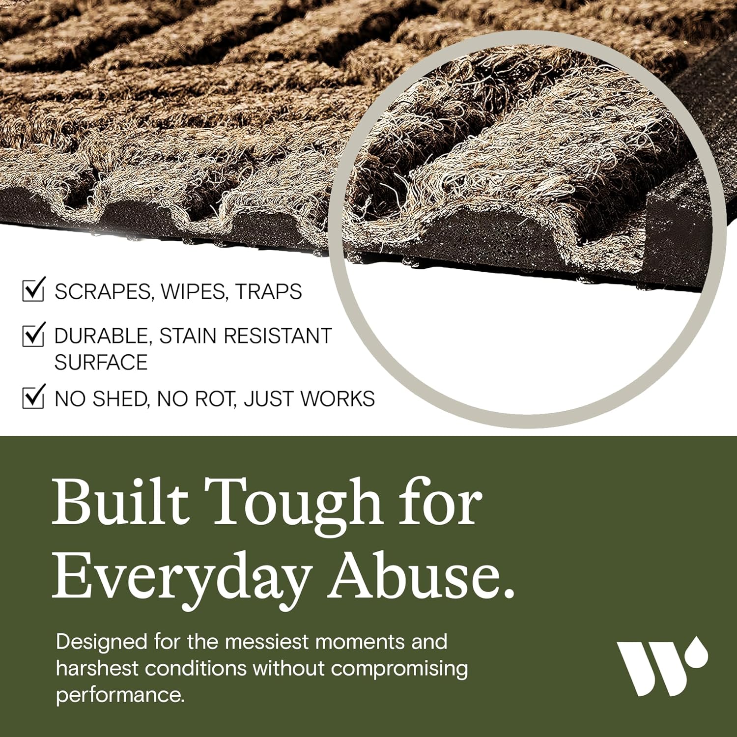 WaterHog Indoor/Outdoor Door Mat, 2' x 3' Made in USA, Durable & Skid-Resistant Front Door Rug, Decorative, Water-Trapping & Heavy-Duty Entryway Floor Mat For Your Home, Boxwood Collection Khaki/Camel