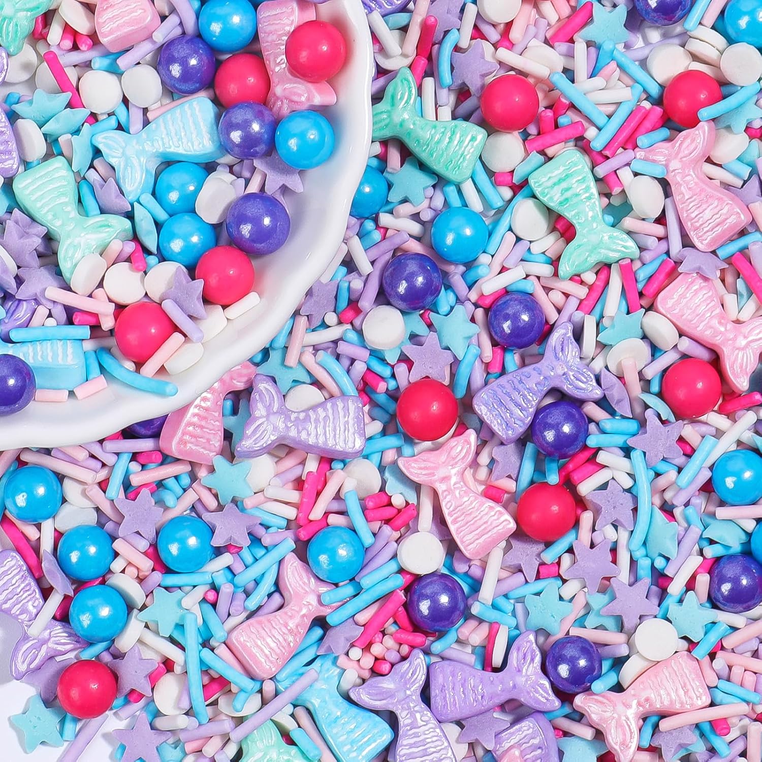 Mermaid Sprinkles for Cake Decorating, Mermaid, Jimmies, Confetti & Pearl Sugar Mix for Cupcakes, Ice cream, Cookies and Donuts Toppings