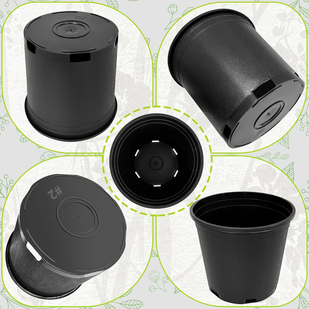 2 Gallon Nursery Pots Plastic Container Injection Molded Pot for Plants Flexible with Drainage Holes Suitable for Plants Soil Growers or Hydroponics Black 10 Pcs