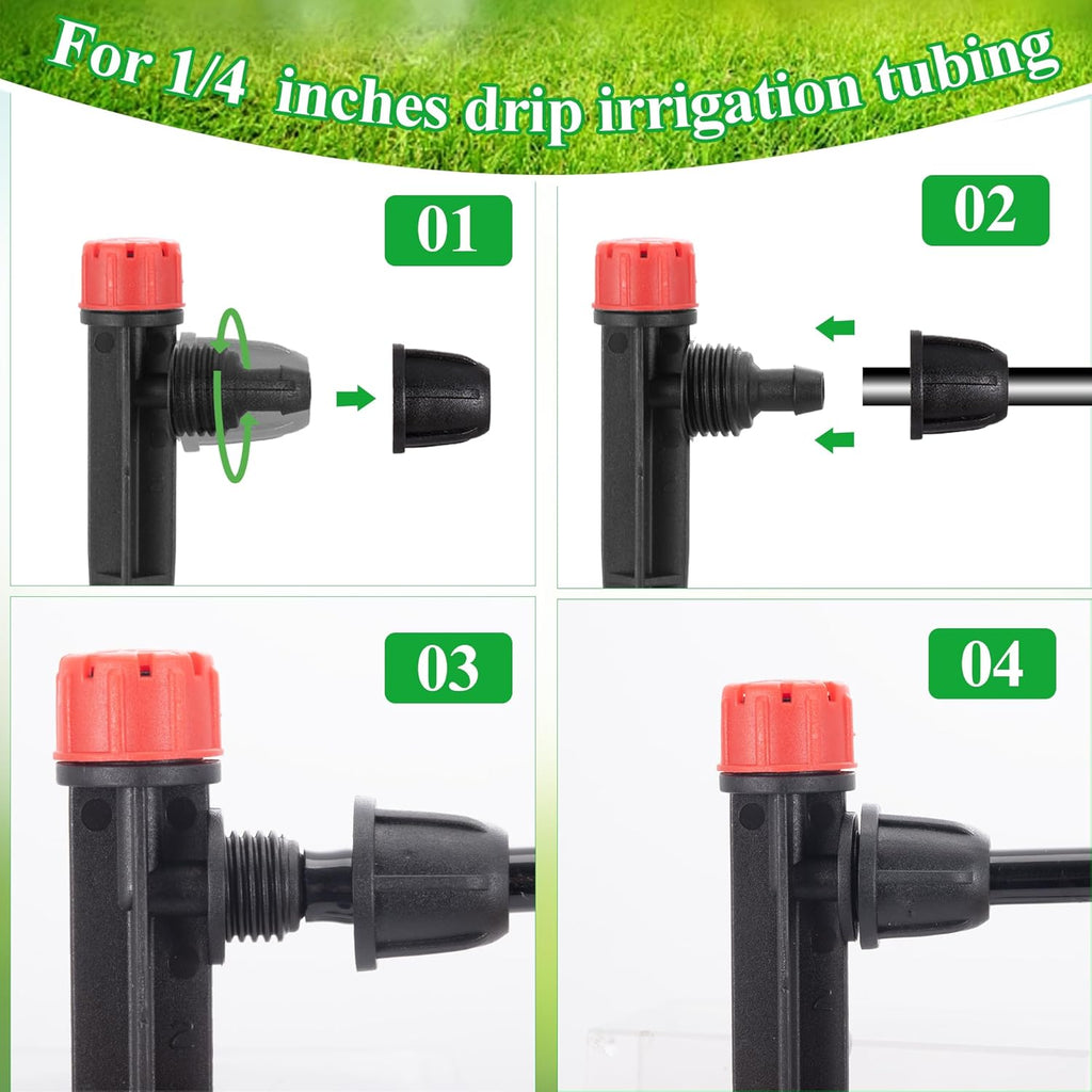 60 Pcs Drip Irrigation Sprayer Emitters for 1/4" Irrigation Tubing,Adjustable Water Flow Irrigation Misting Emitters Irrigation Drippers,3 Style Drip Micro Sprinkler Nozzles for Garden Water System