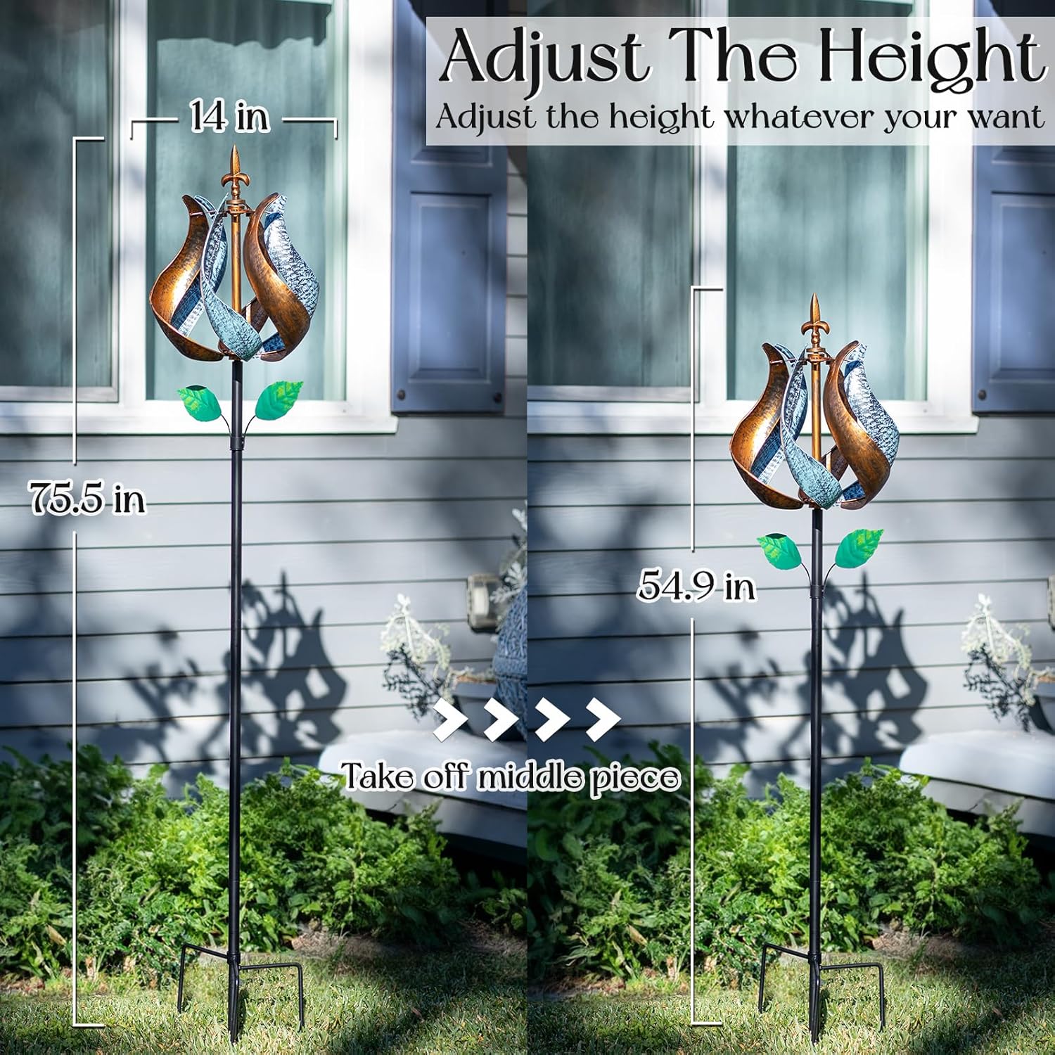 Wind Spinners for Yard and Garden, Wind Spinners Outdoor Metal Large 360 Degrees, Birthday Gifts for Women Family Outdoor Decor(Tulip 75'' x 14'')