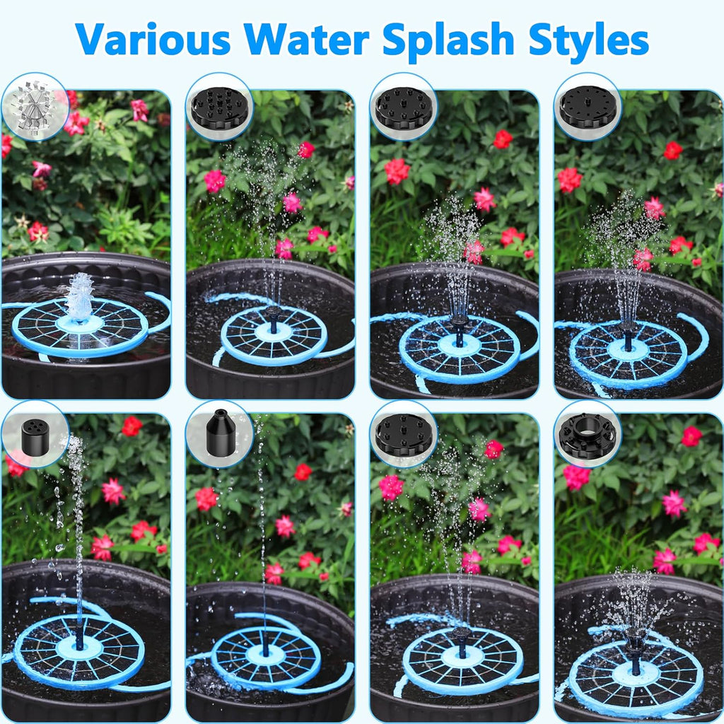 AISITIN 3.5W Solar Fountain Pump for Bird Bath Upgraded 2025, Floating Solar Water Fountain Kit with 8 Nozzles & 3 Integrated Bracket for Garden, Pond, Pool, Water Feature and Outdoor (Blue)