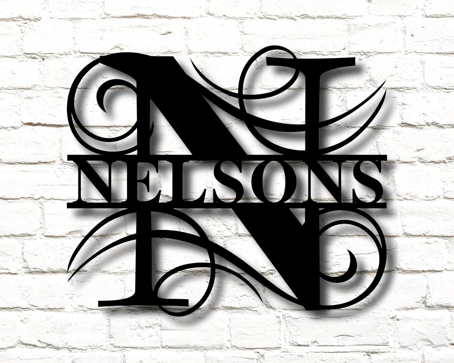 Personalized Metal Name Signs, Split Letter Monogram Wall Decor, Custom Last Name Sign, Family Name Sign for Outdoor, Personalized Wedding Gift, Garden Decor, Metal Wall Art, Housewarming Gift (MonogramDesign_6)