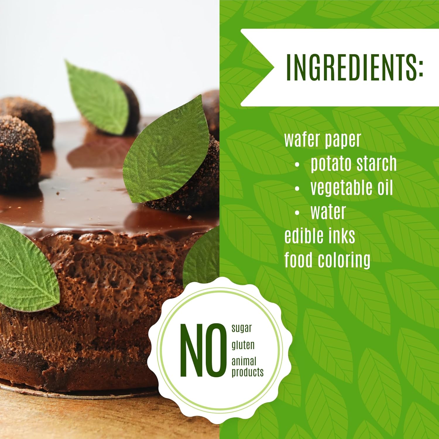 Sugar Robot - Edible Green Leaves for Decoration - Small Size - Edible leaves for cake decorating - Premium Crafted - Made in the USA Cake -Set of 24 (Green Leaves)