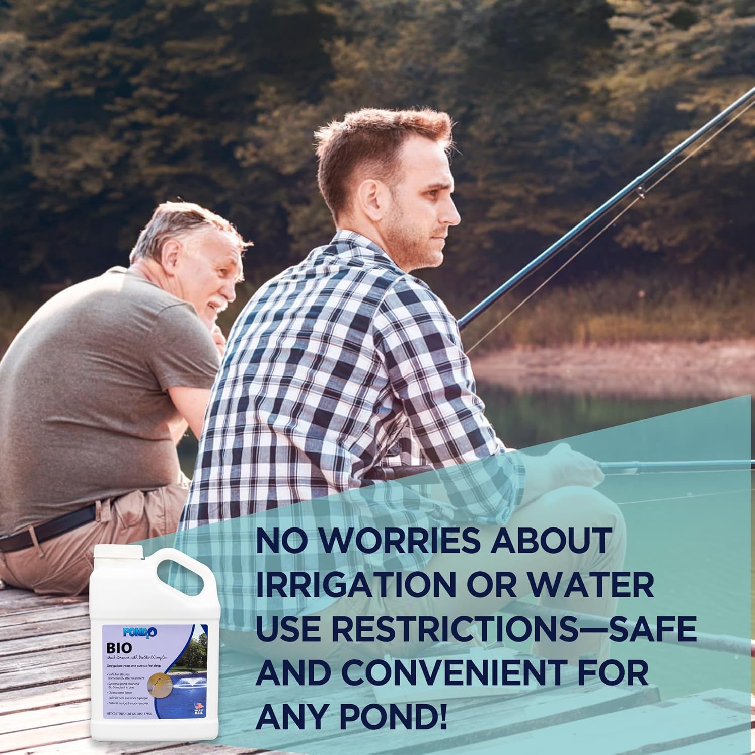 Pond Algae Remover with BioStart Complex – Pond Cleaner for Outdoor – Organic Waste & Buildup Reducer, 1 Gallon (Covers 1 Acre) – Made in USA