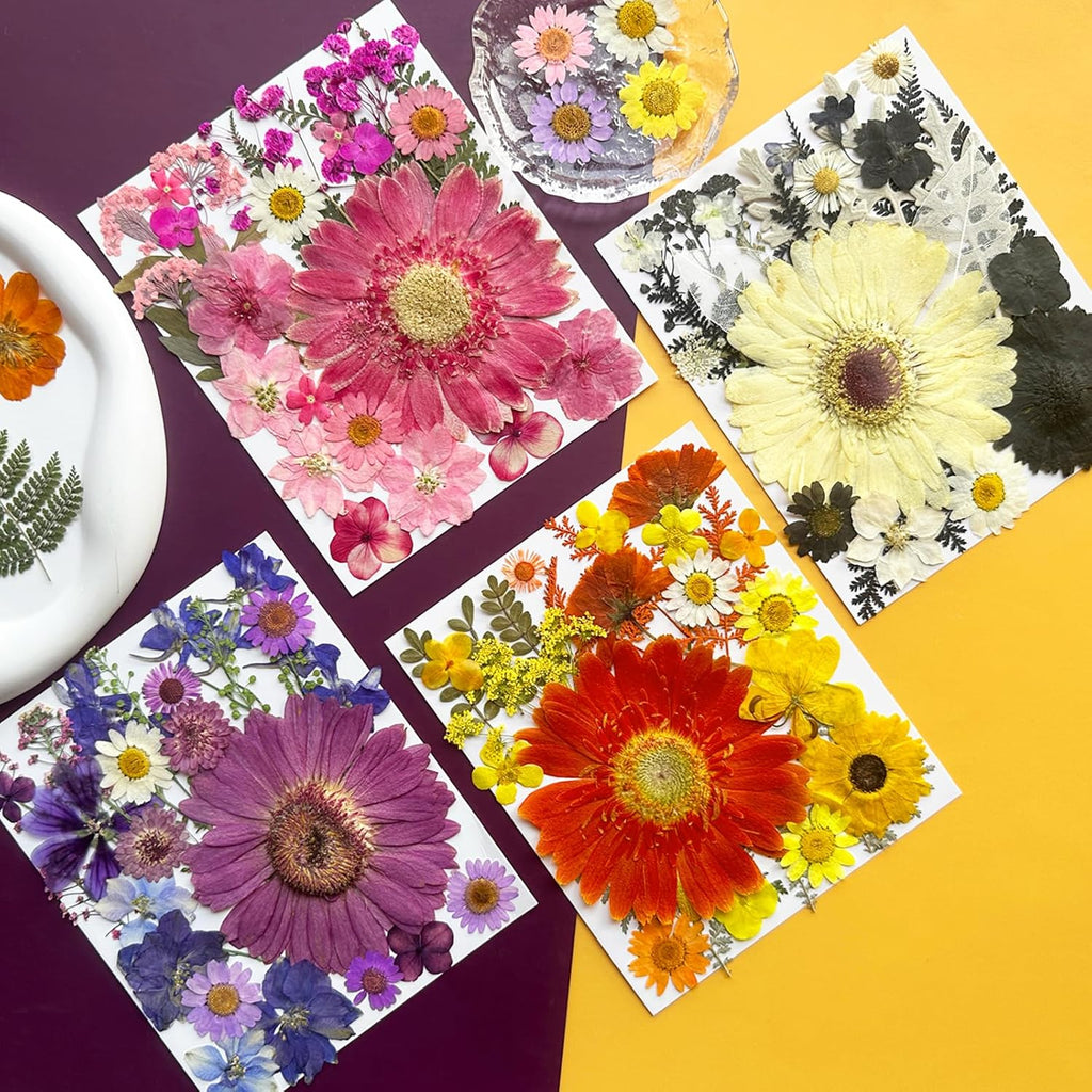 106Pcs Big Dried Pressed Flowers for Resin, Assorted Real Natural Bulk Dry Floral Leaves for DIY Art Crafts, Epoxy Molds, Jewelry, Soap, Candle Making, Nails Decors