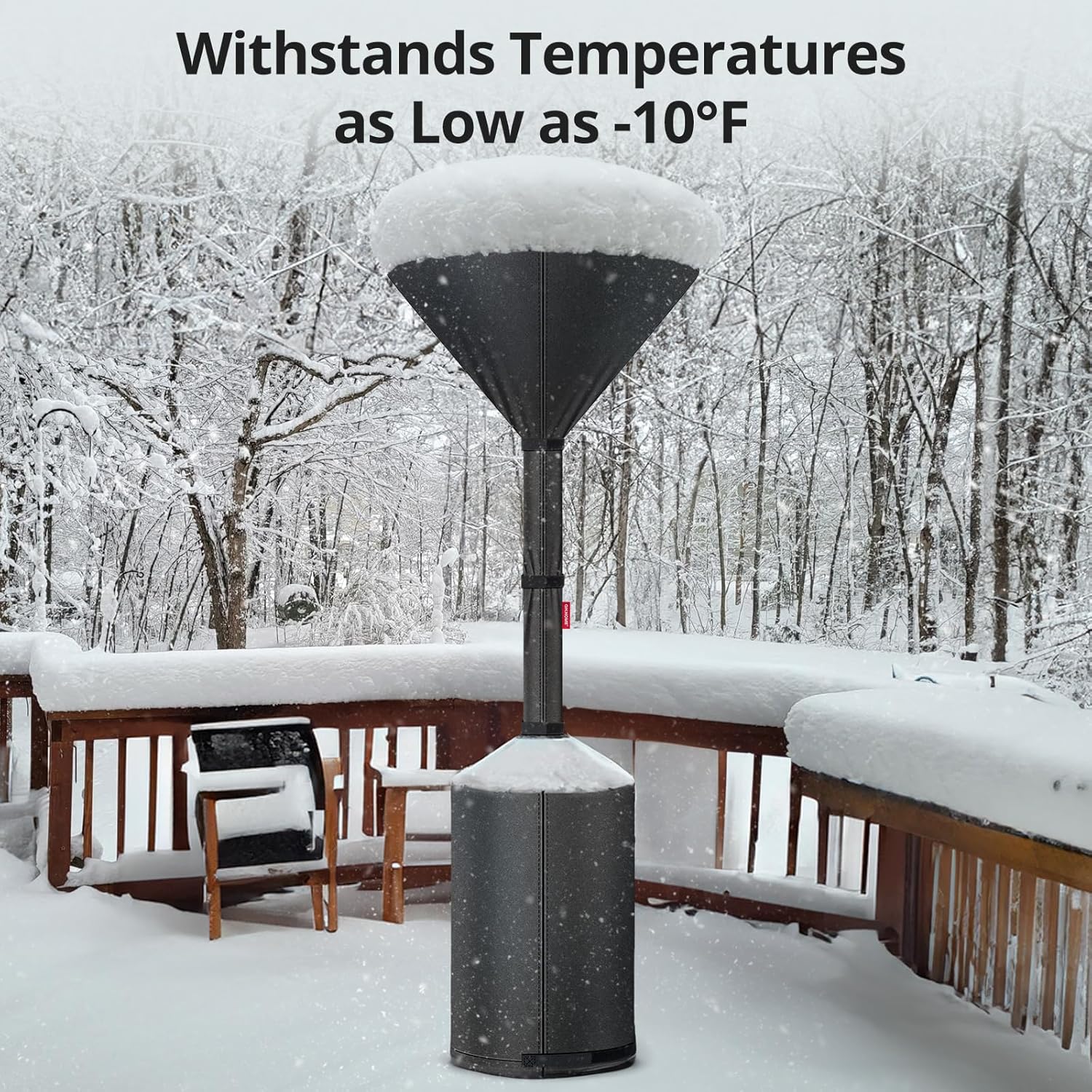 QH.HOME Winter Patio Heater Covers, [2025 Upgraded Tear-Resistant Fabric] Waterproof with Robust Zipper ,Height fit 87"-92",Dustproof/Wind/Sunlight/Snow-Resistant, 2 Pack-Black