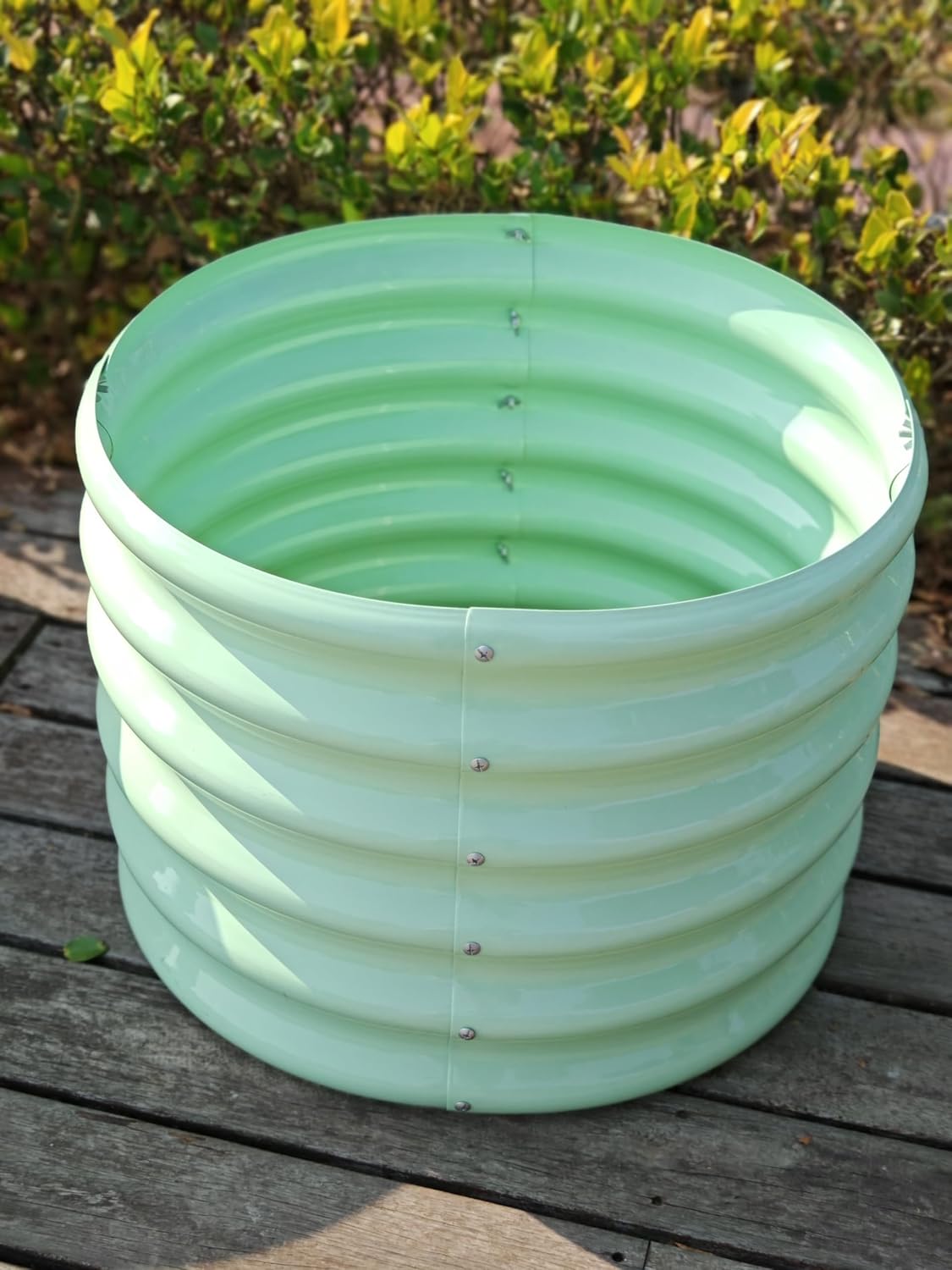 A ANLEOLIFE Kids Raised Garden Beds Outdoor (4-Pack)-24x24x18in Round Galvanized Metal Planter Box for Planting Vegetables, Flowers, Fruits, Eco-Safe & Easy Setup, Mint Green