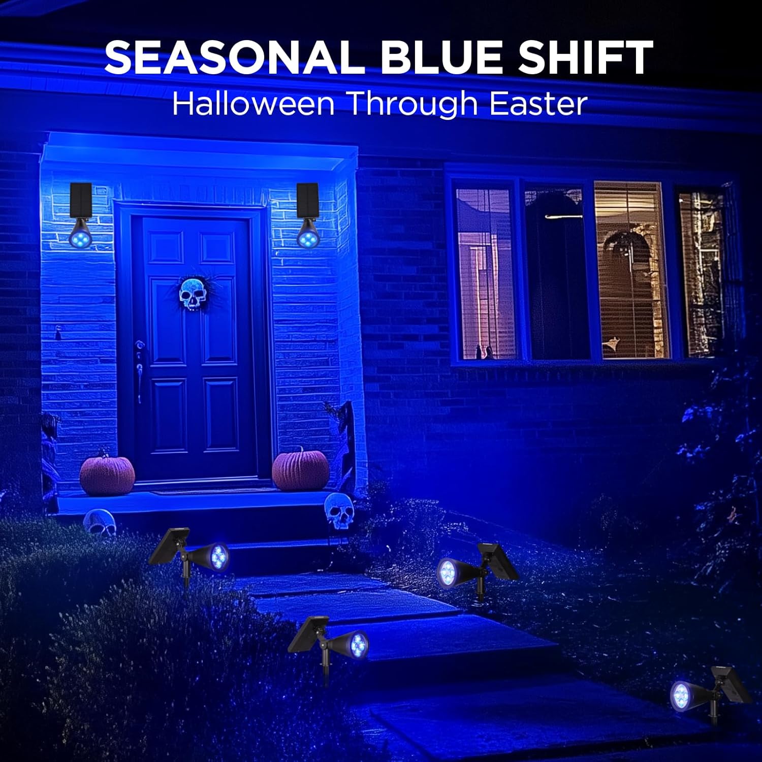 InnoGear Solar Lights Outdoor Waterproof Solar Garden Light for Outside Yard Landscape Lighting Pathway Spot Lights Spotlight Wall Light Auto On/Off, Pack of 2 (Blue Light)