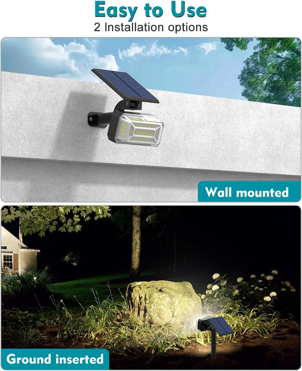 102 LEDs Solar Spot Lights Outdoor, [ 4 Modes/8 Pack] Solar Spotlights Waterproof IP65, Adjustable Light & Panel Landscape Flood Powered Lights for Yard Garden Pathway Wall (Cool White)