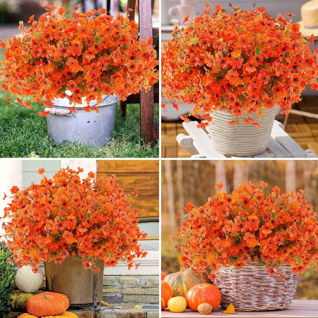 36 Pcs Artificial Mums Flowers Outdoor Plastic Fall Flowers Fake Mums Autumn Greenery Flower for Porch Window Box Farmhouse Thanksgiving Home Decor(36, Orange)