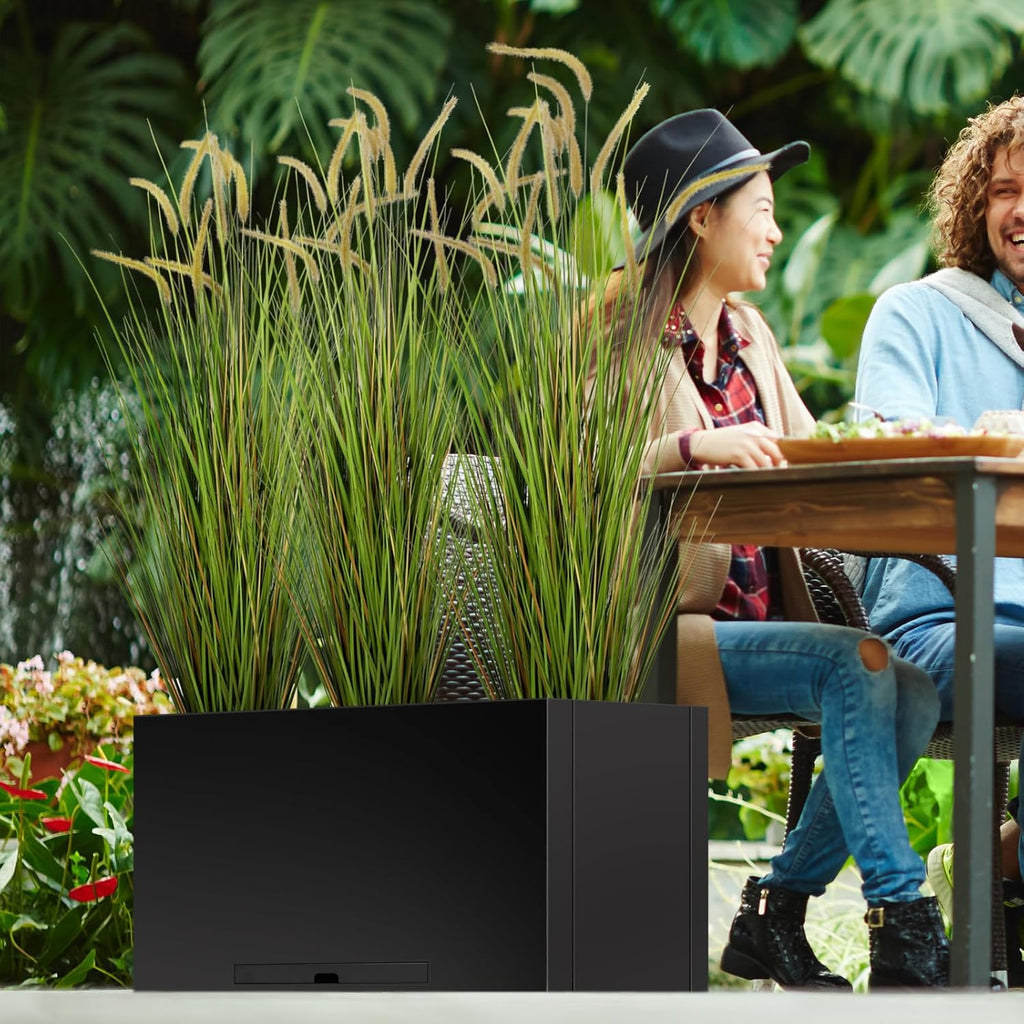 KOL Artificial 5ft 2-Pack Horsetail Reed Grass, 59in Tall Artificial Indoor Outdoor Fake Grass Plant, Home Office Decorative Artificial Plants in Pot Faux Plant Greenery, Wedding Decor Grass