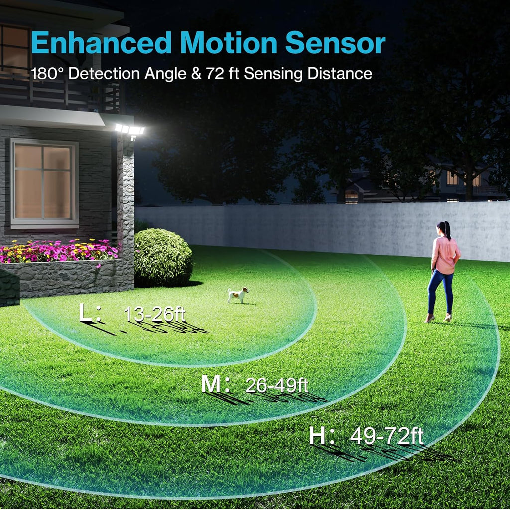 Olafus 100W Motion Sensor Outdoor Lights, 10000LM 2 Pack Motion Sensor Flood Light, Dusk to Dawn Outdoor Lighting, IP65 Waterproof Motion Detector Lights for Outside, Black