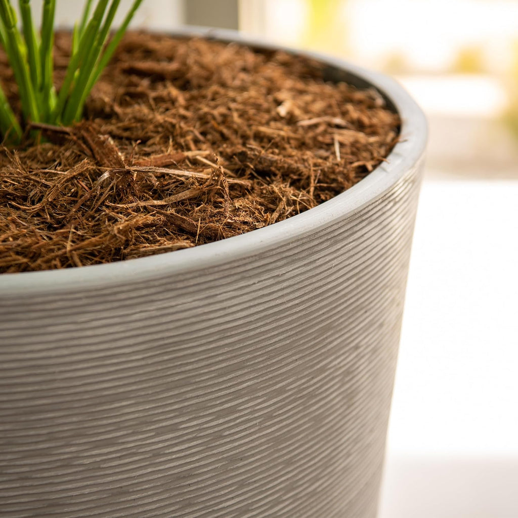 XBrand Modern 28-Inch Tall Round Planter, Modern Tapered Planter Perfect for Indoor & Outdoor Planter, Patio Décor, Gray