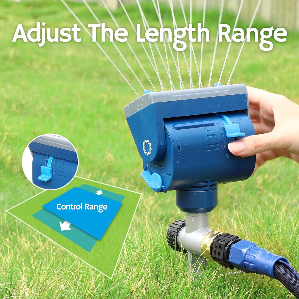 Airthereal Oscillating Sprinkler with Metal Step Spike and Quick Connect Adapter Set, Control Watering Range, Width, and Flow Rate, Covers up to 4,069 sq.ft., Blue